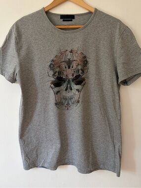 Alexander McQueen Grey Skull Motif Short-Sleeve Tee